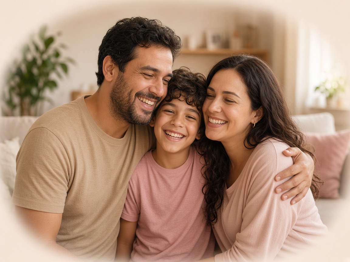 Família junta em casa